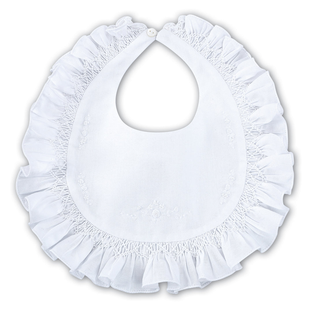 Sarah Louise White Hand Smocked Bib - 003307