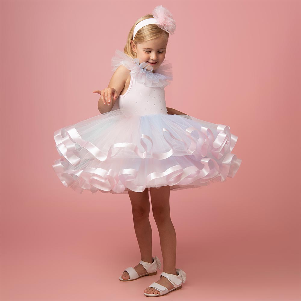 Caramelo Kids Rainbow Tulle Diamante Party Dress C0321147 Bella Sienna