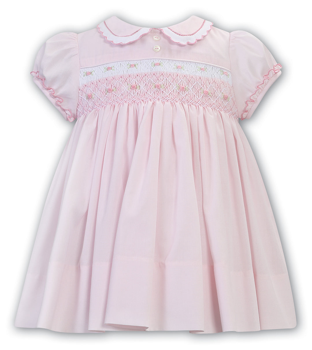 Sarah Louise Pink & White Hand Smocked Dress - 013200
