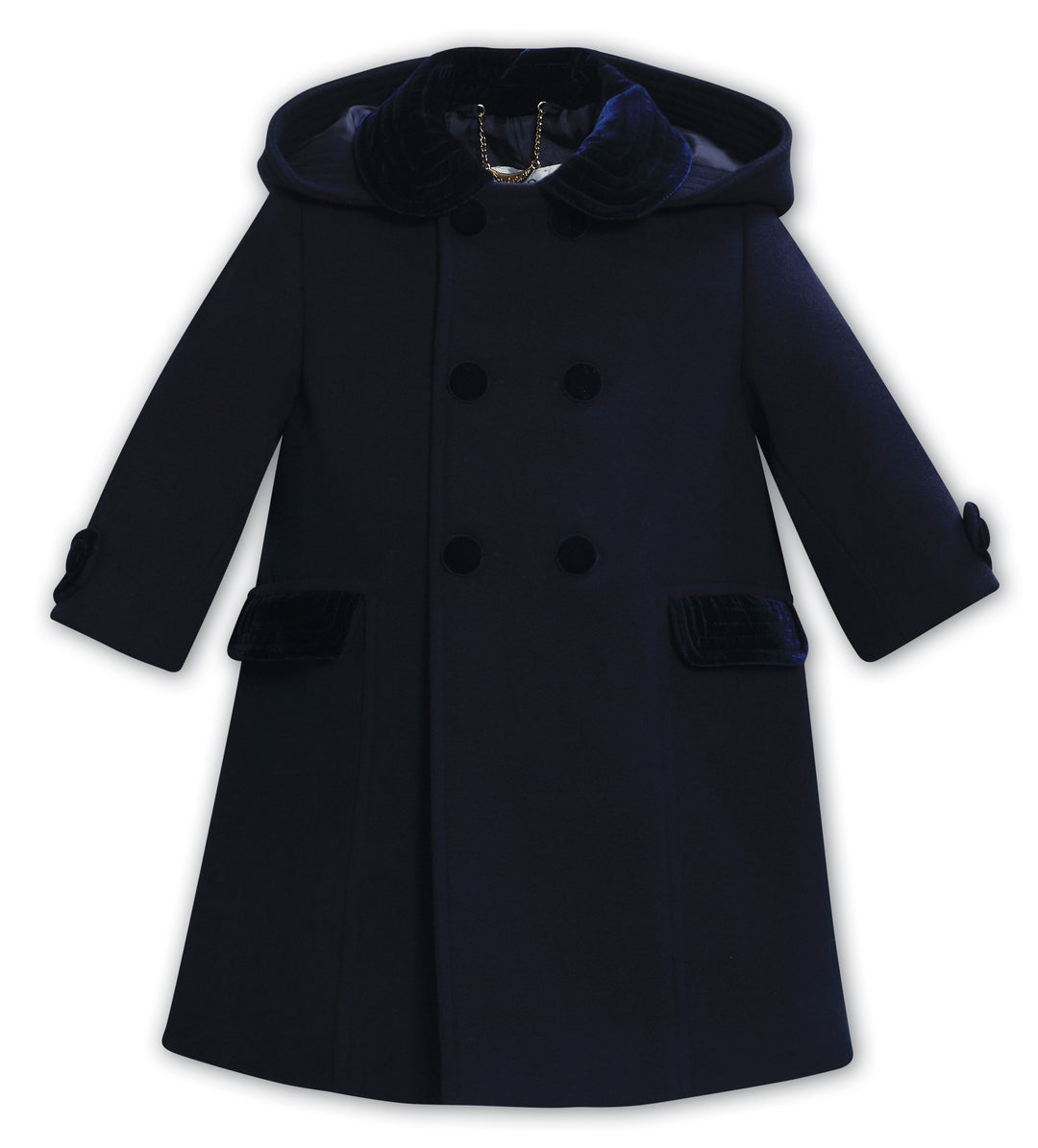 Sarah Louise Navy Traditional Style Double Breasted Coat - 013535