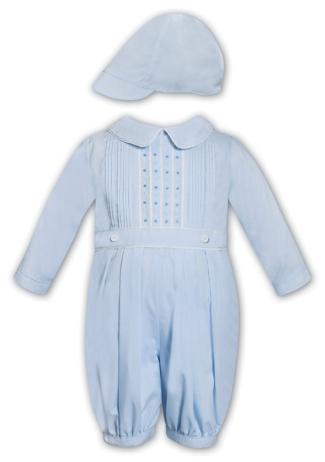 Sarah Louise Boys Blue & White Romper & Cap - 013671