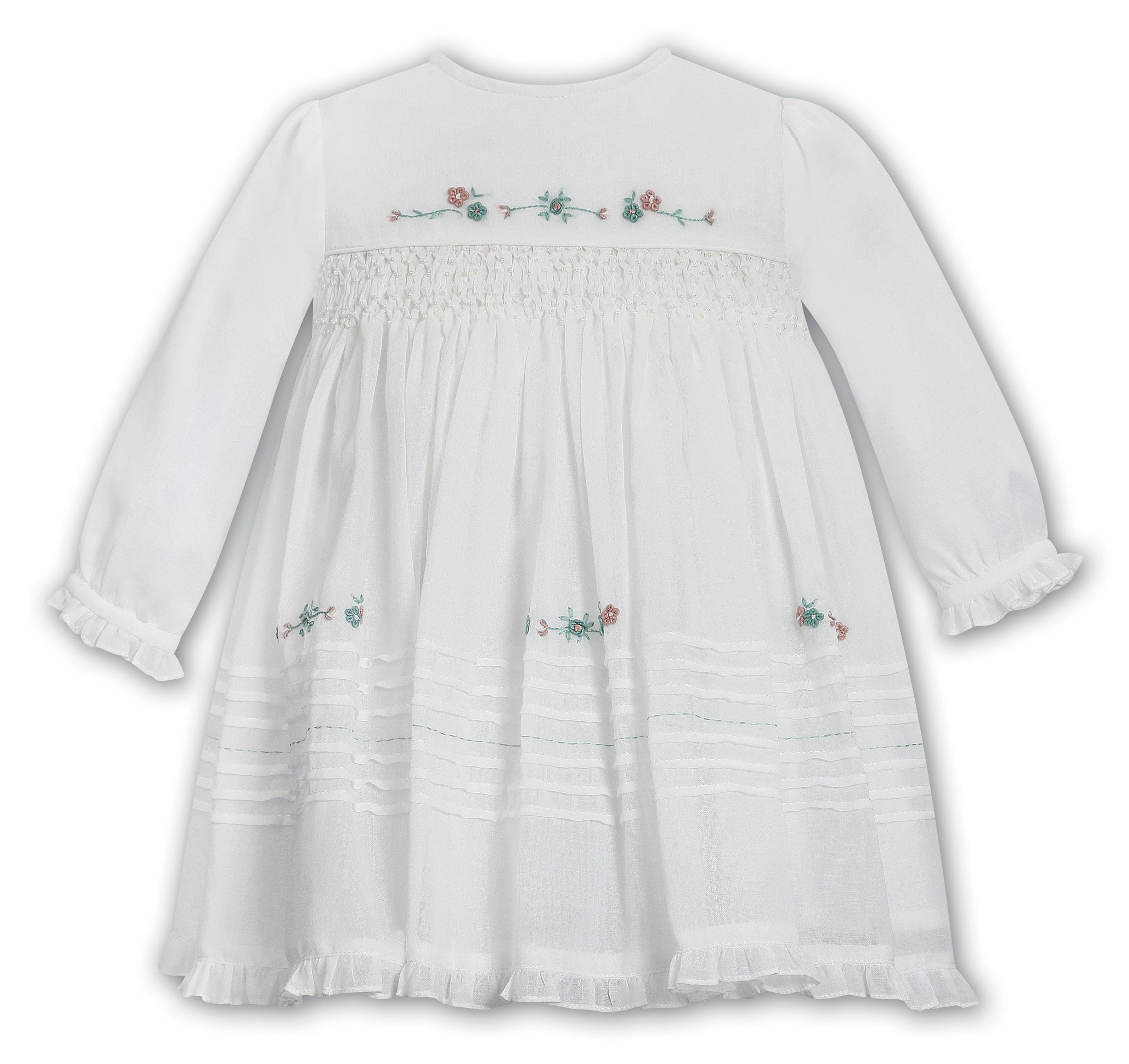 SARAH LOUISE -  Embroidered Sleeve less Flower Detail Dress - White main image 1