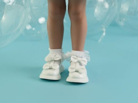 Little A "BEAU" White Double Bow Shoe - LA24501