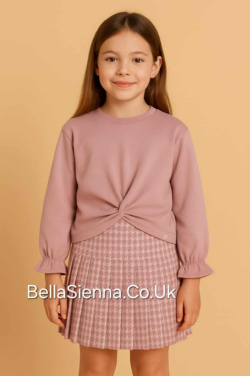 Mayoral Girls Dusky Pink Jacquard Shorts & Jumper Set - 4220