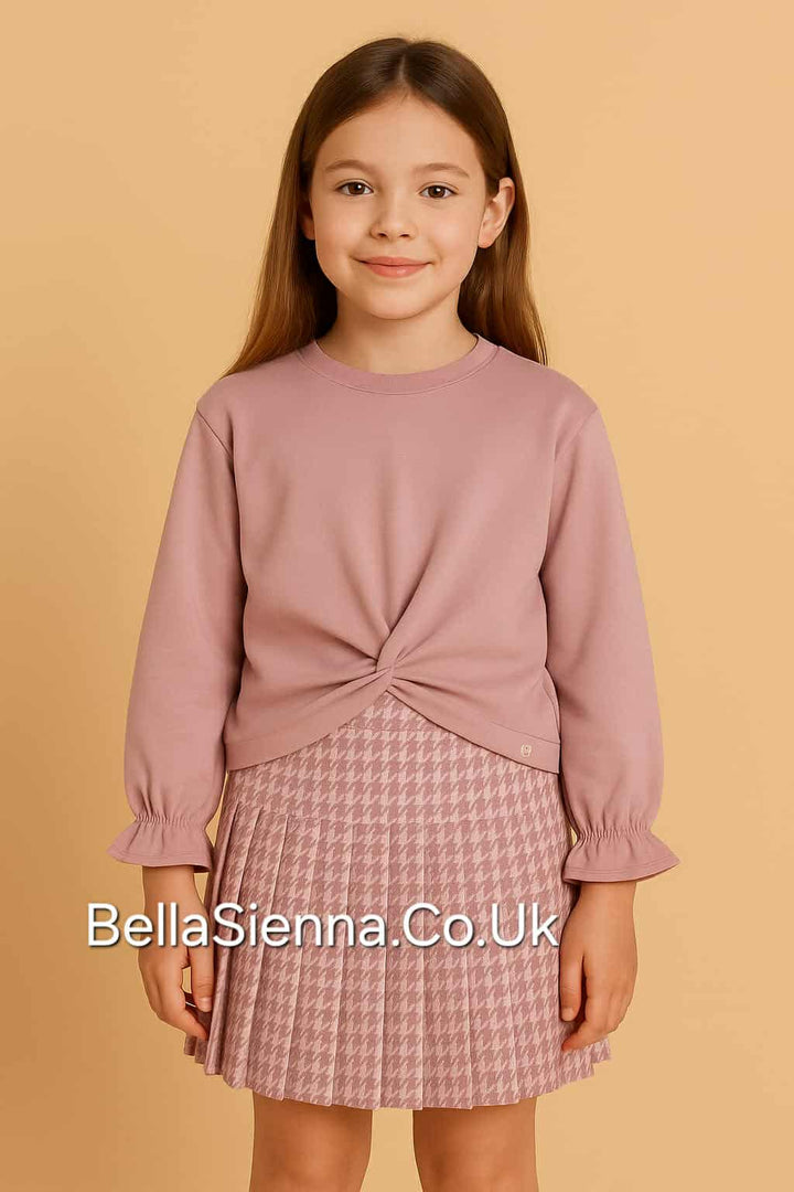 Mayoral Girls Dusky Pink Jacquard Shorts & Jumper Set - 4220