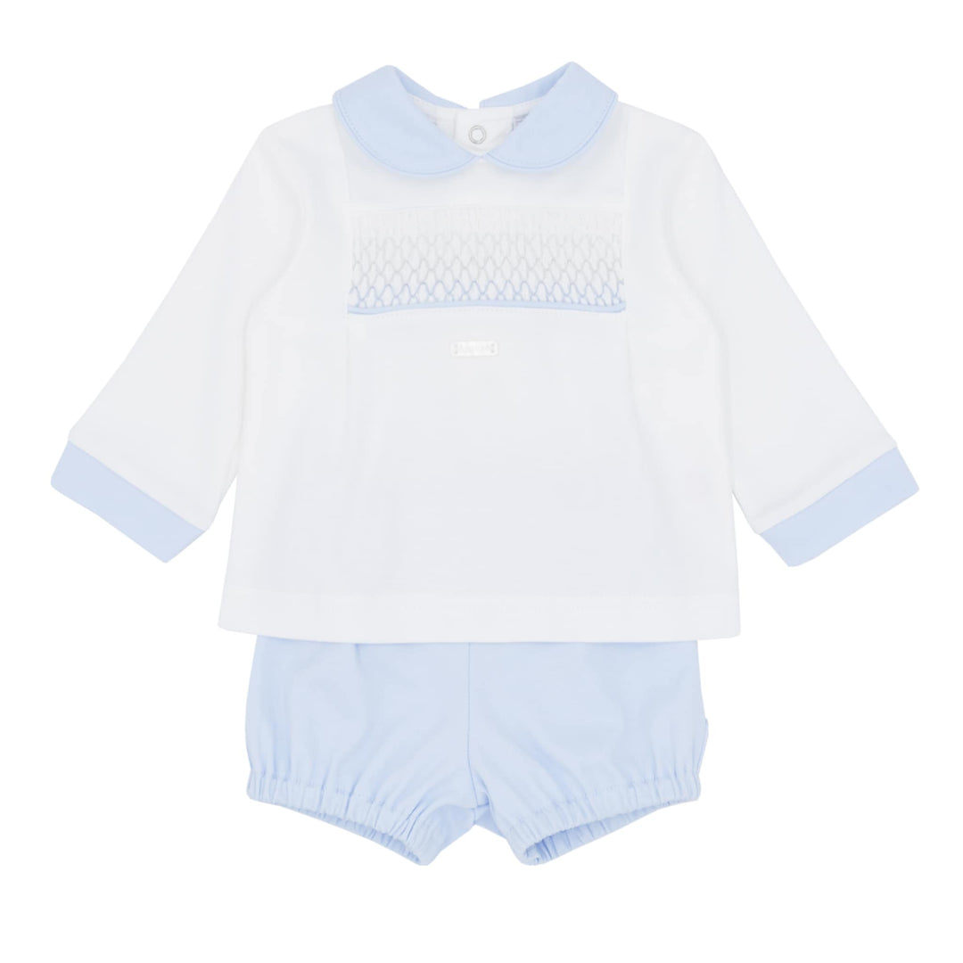 Boys Blue & White Smocked Jam Pants Set - AM0022