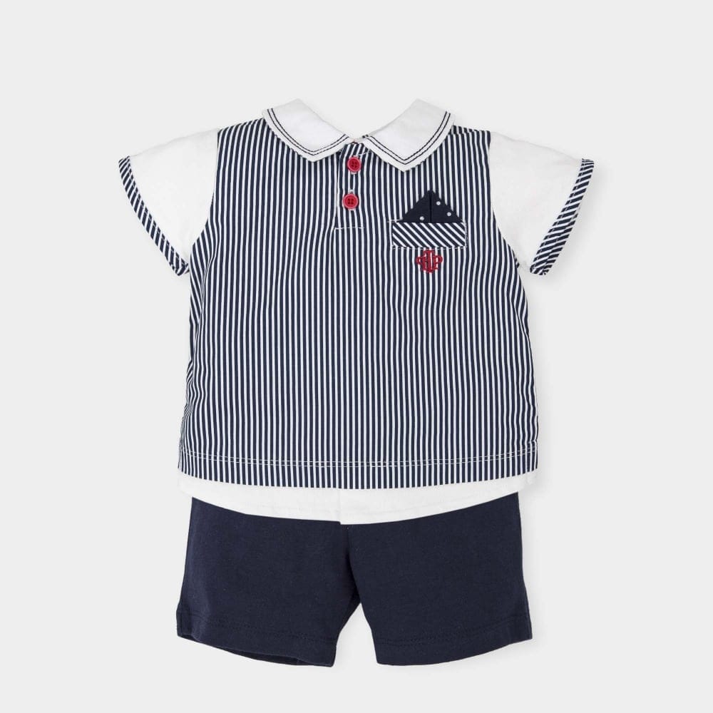 Tutto Piccolo Boys White & Navy Short Set 4689