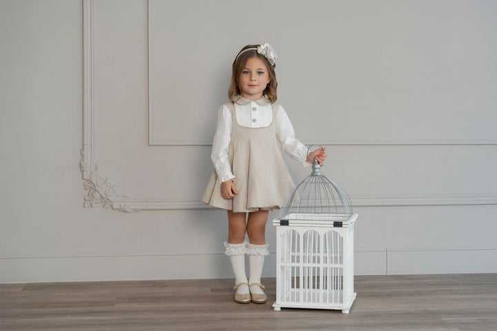 Miranda Girls Cream & Beige Dress - 222 V