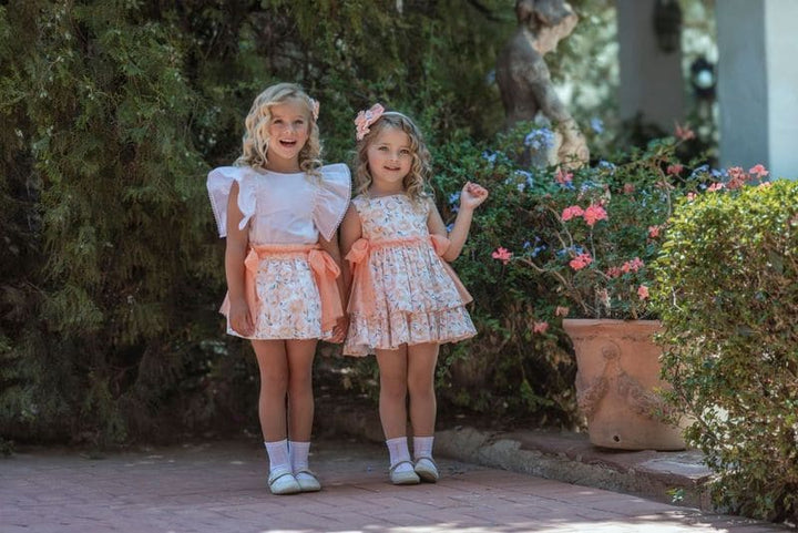 Miranda Baby Girls White & Peach Dress & Pants Set - 129 VB