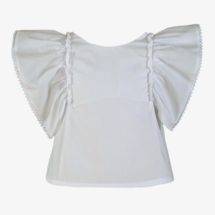 Miranda Girls White & Peach Skirt & Blouse Set - 229
