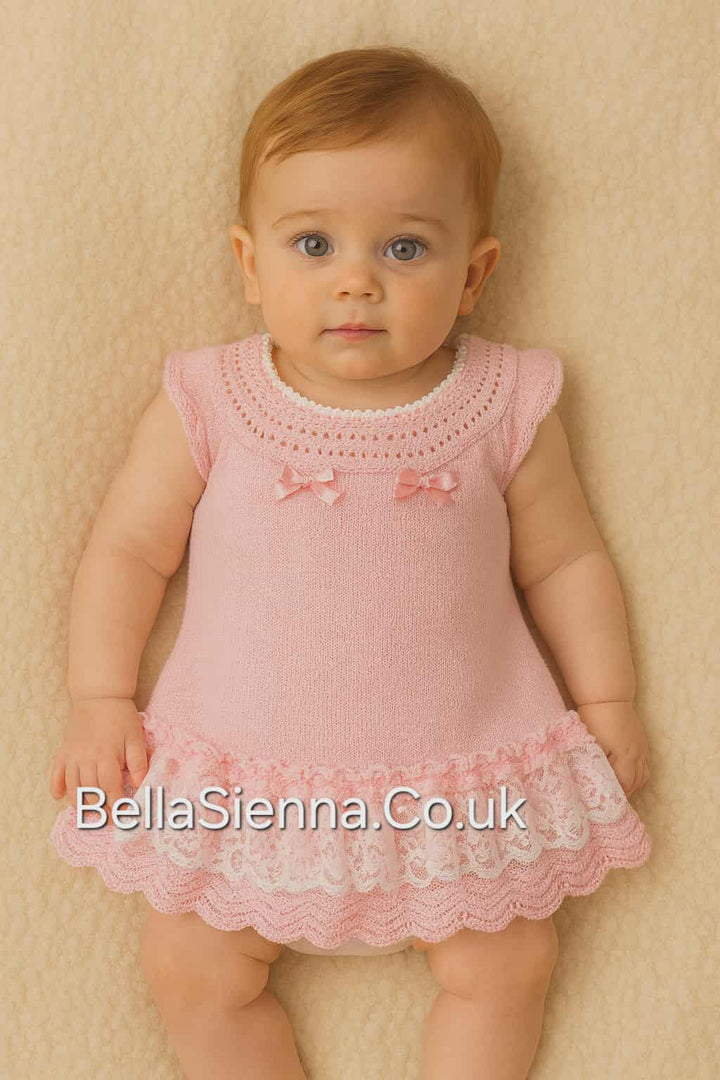 Carmen Taberner Baby Girls Summer Fine Knitted Dres With Lace