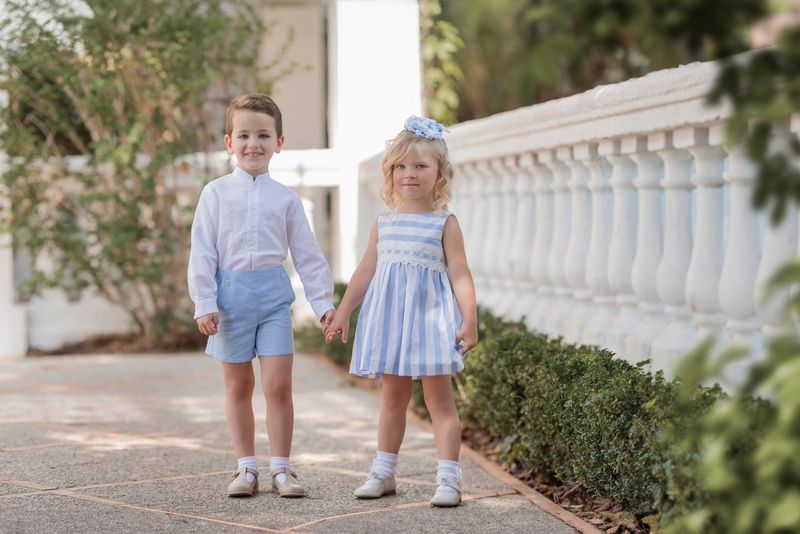 Miranda Girls Blue & White Dress With Cut Out Back - 0232/V