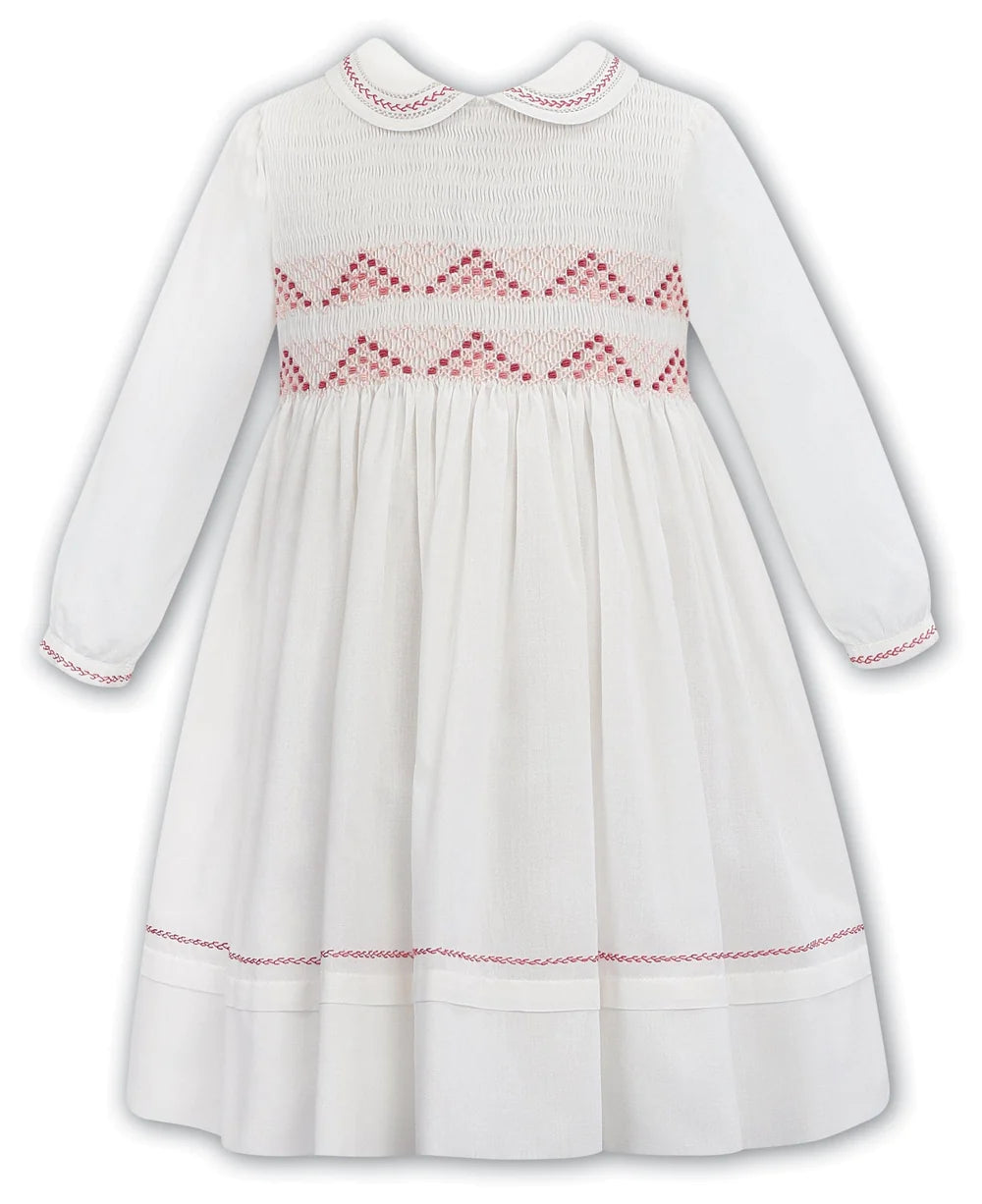 Sarah Louise Ivory/Pink Smocked Dress 012070