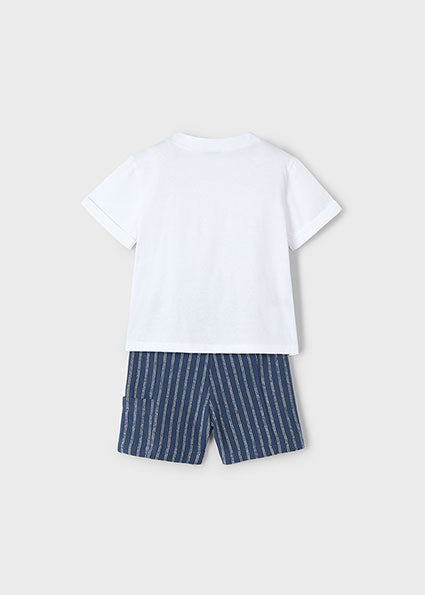 Mayoral Boys Navy Stripe Shorts & T-Shirt Set - 3603