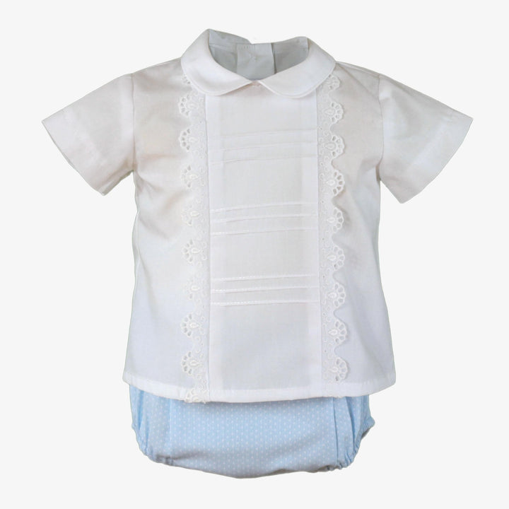 Miranda Baby Boys Two Piece White & Blue Set - 27 23