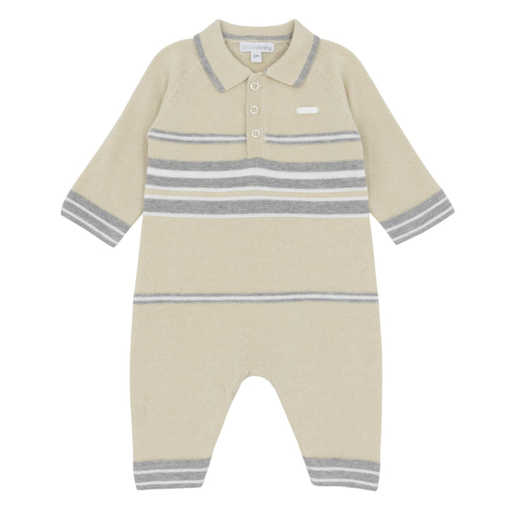 Blues Baby Boys Beige & Grey Knitted Romper - BB2121