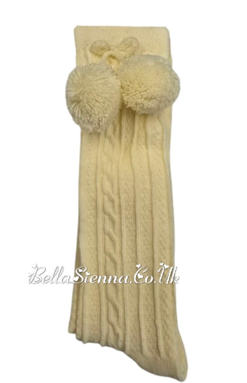Bella Sienna Lemon Knee High Pom Pom Socks