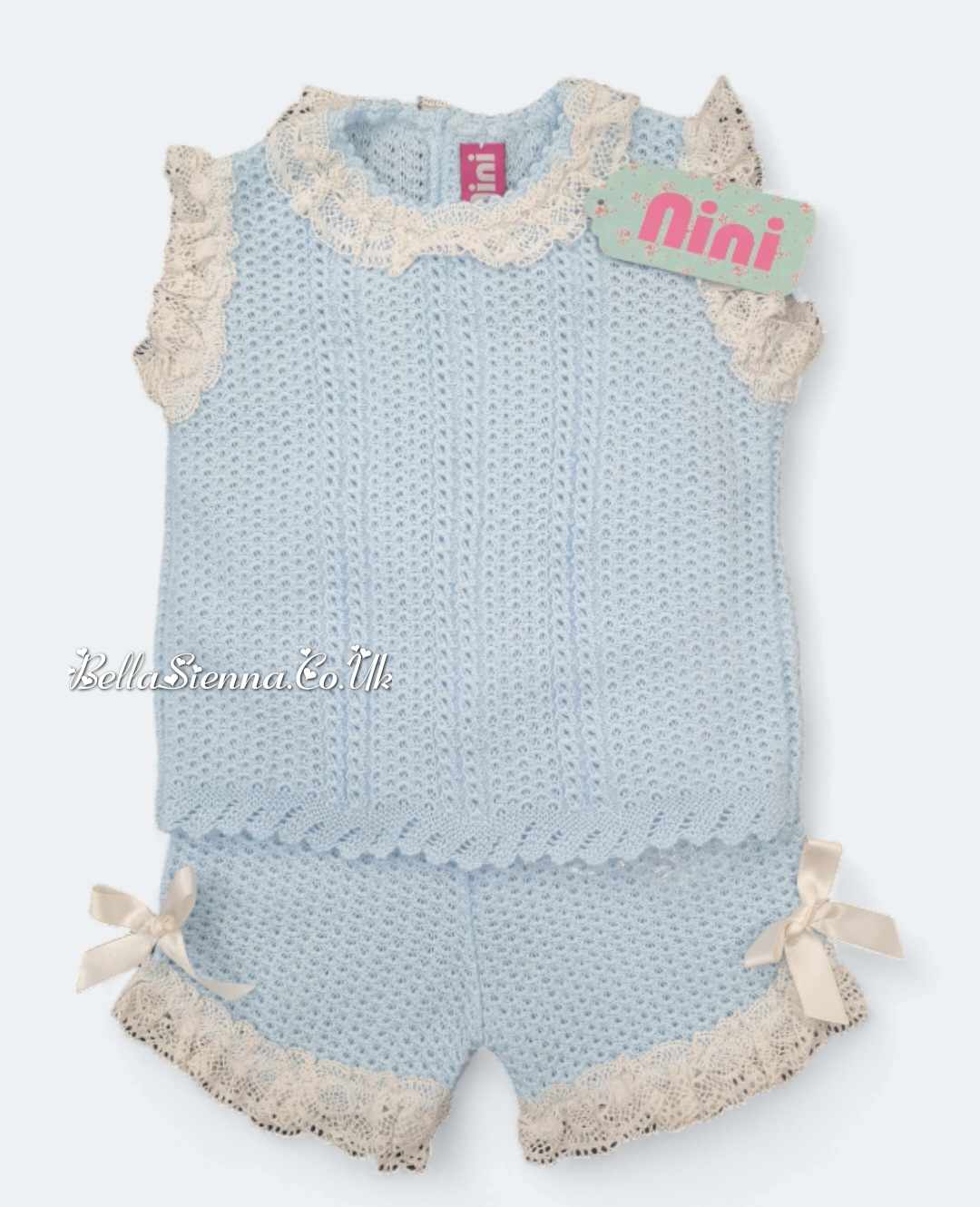 Nini Baby Girls Fine Blue And White Ivory Summer Set -VR031