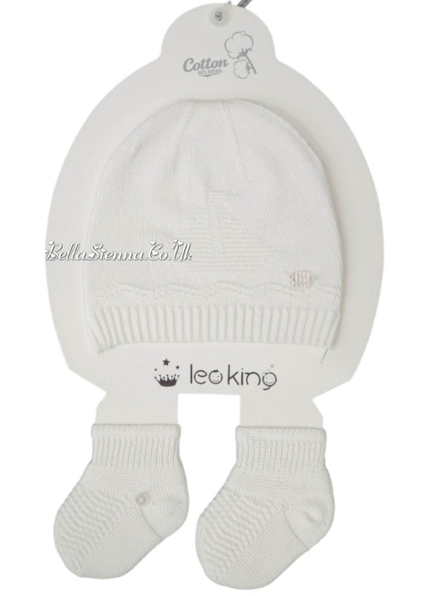 Leo King Boys White Boat Hat And Booties