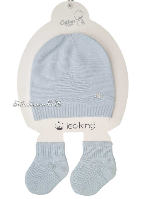 Leo King Boys Pale Blue Boat Hat And Booties