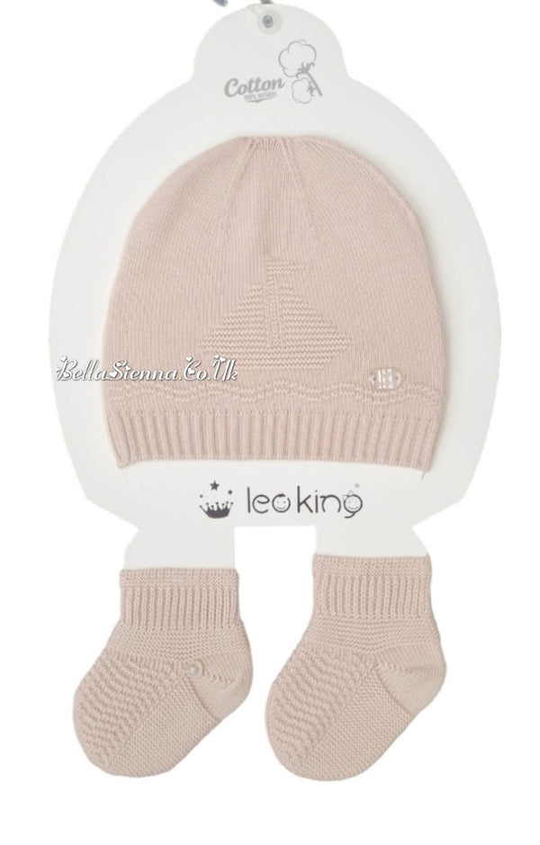 Leo King Boys Beige Boat Hat And Booties