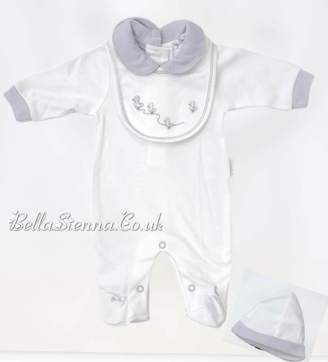 Tiny Baby Three Piece Hospital Outfit White And Grey