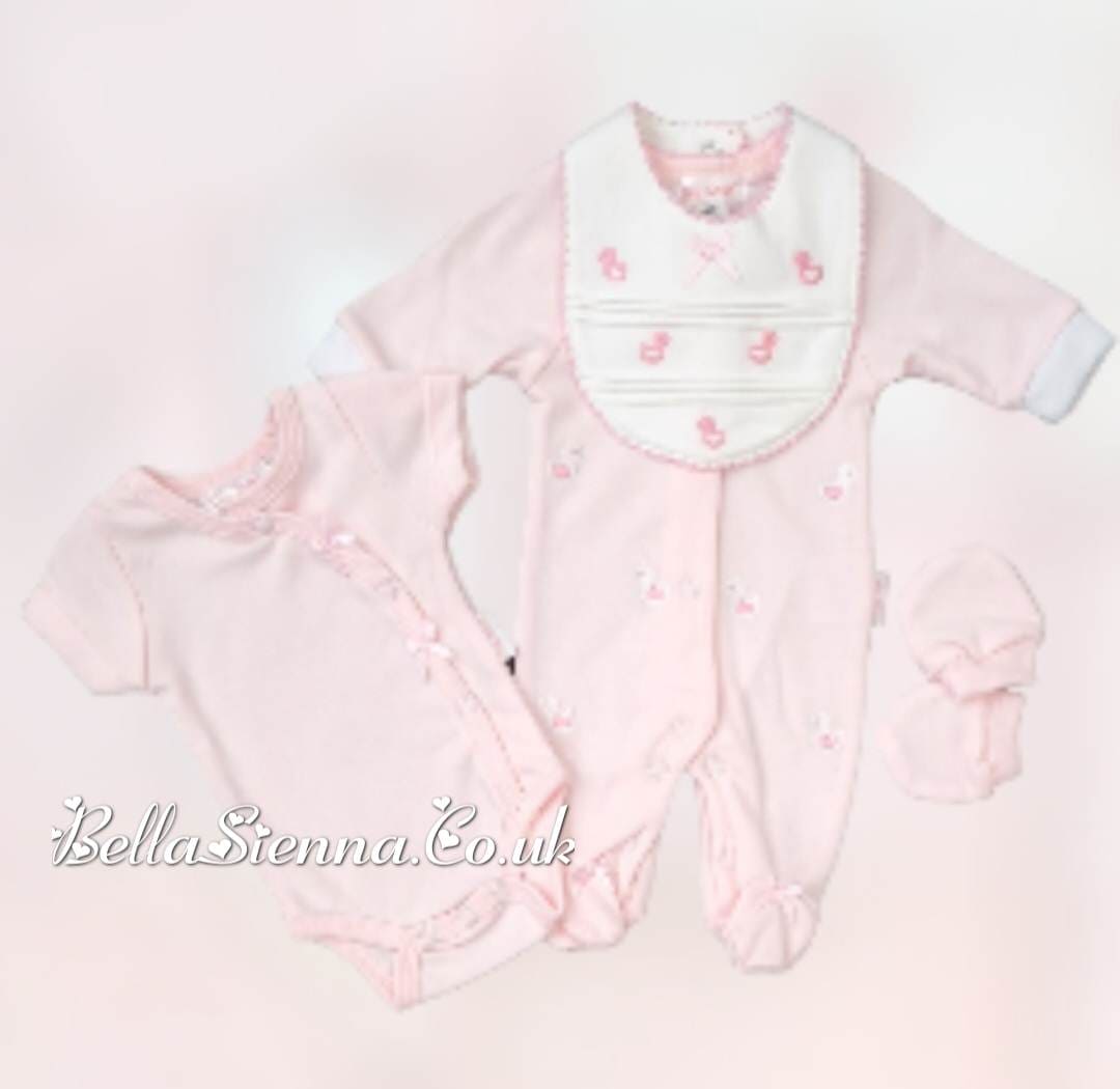 Premature Baby Girls Pink Four Piece Set