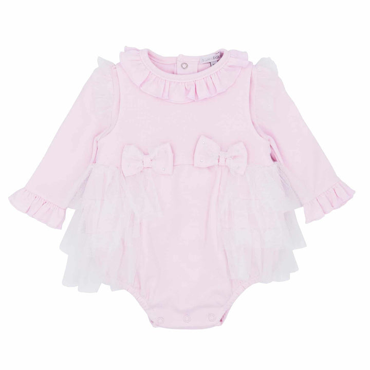 Blues Baby Pink Diamante Bow Romper  - BB0850