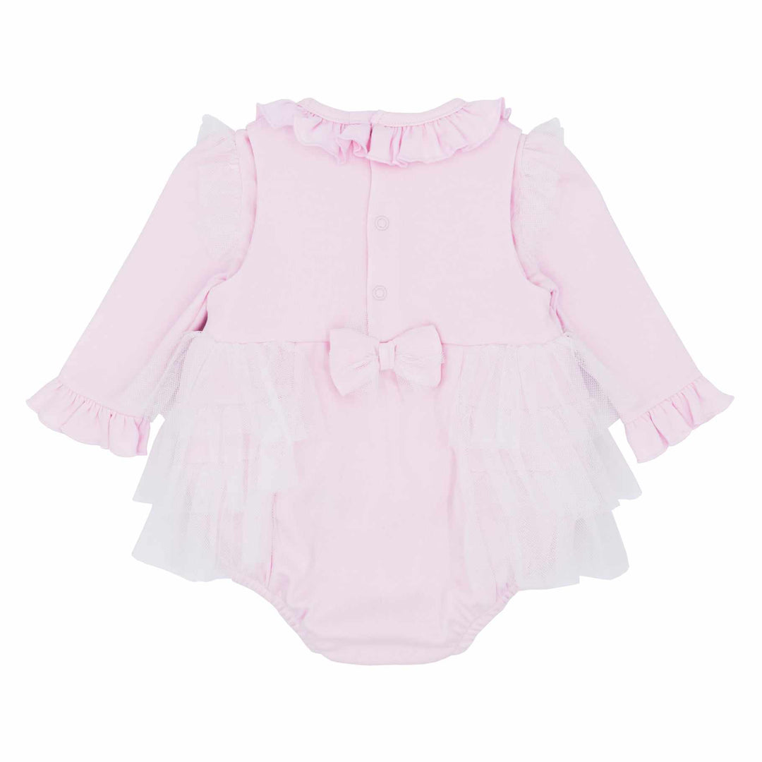 Blues Baby Pink Diamante Bow Romper  - BB0850