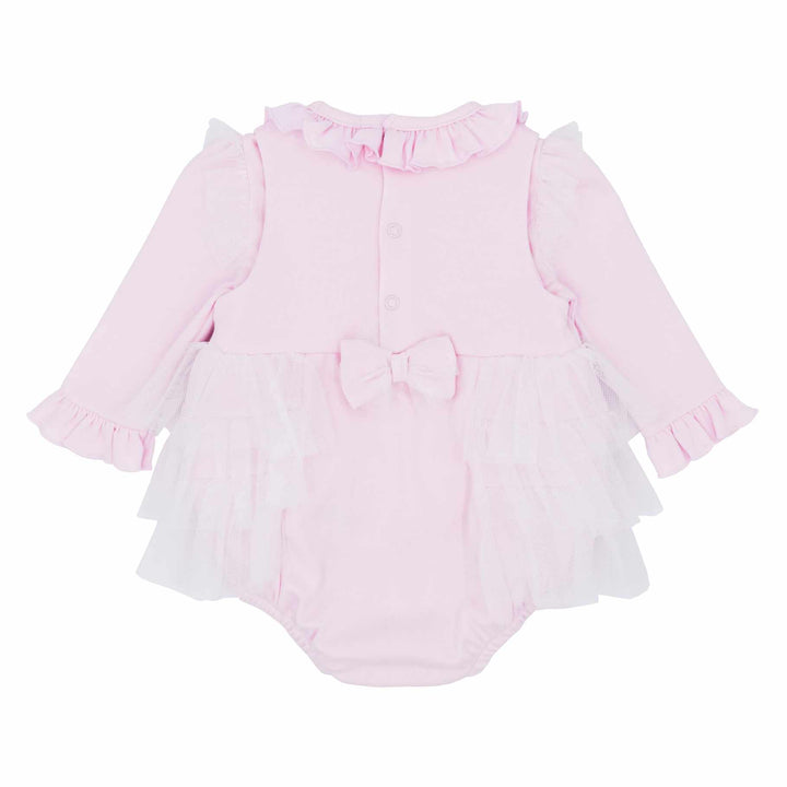 Blues Baby Pink Diamante Bow Romper  - BB0850