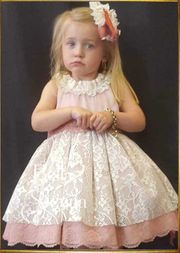 La Marquesita Real Girls Stunning Lace Puffball Dress & Matching Hair Clip
