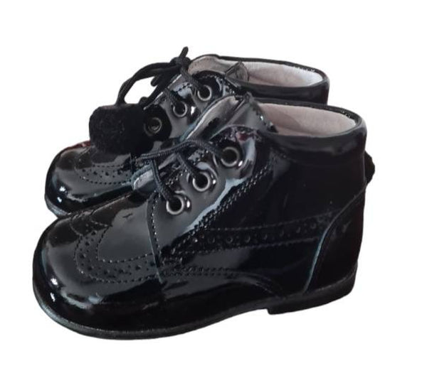 Andanines Boys Black Leather Patent Boots F91846