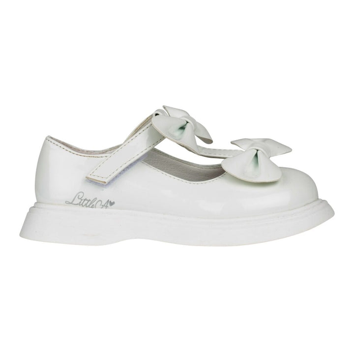 Little A "BEAU" White Double Bow Shoe - LA24501