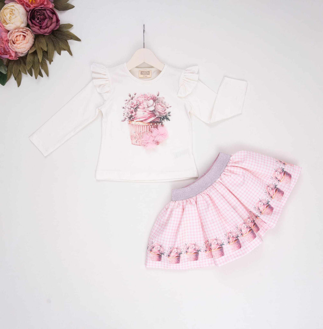 Neon Pink Skirt Set - "Lucia" - 3788