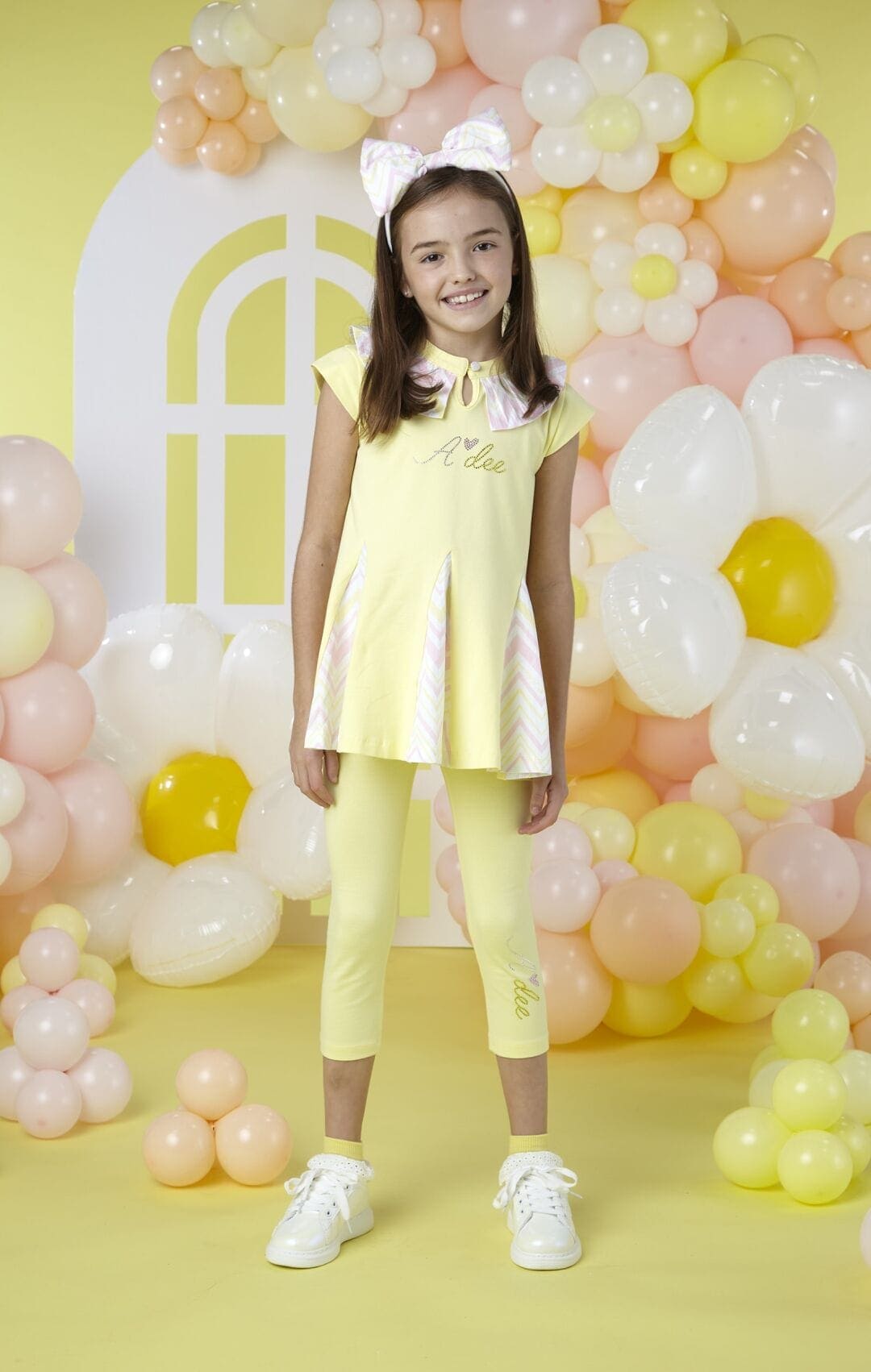 A Dee "LOTTIE" Chic Chevron Insert Legging Set - Lemon Cake - S241507