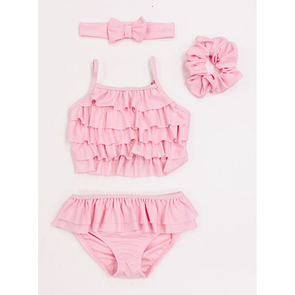 HARRIS KIDS "Pippa" Girls Frilly Bikini - Pink- 4 Piece Set