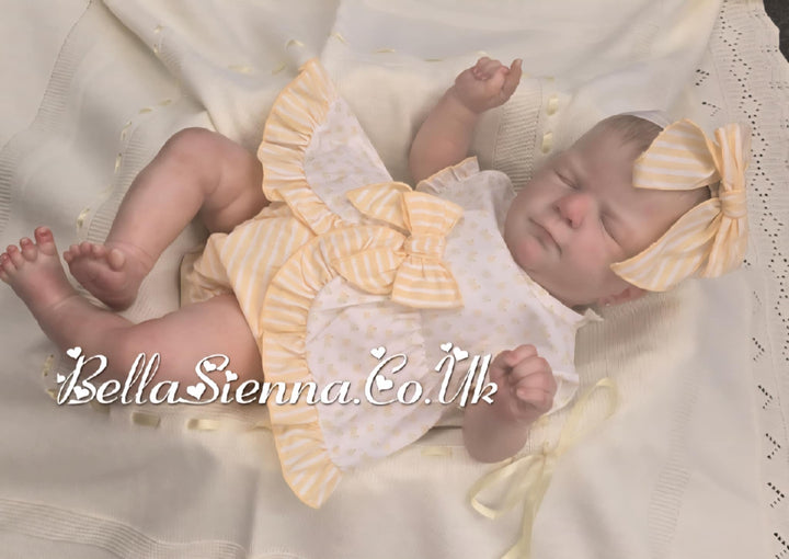 Calamaro Baby Girls Apple Jam Pants Set With Lemon Bow - 11109