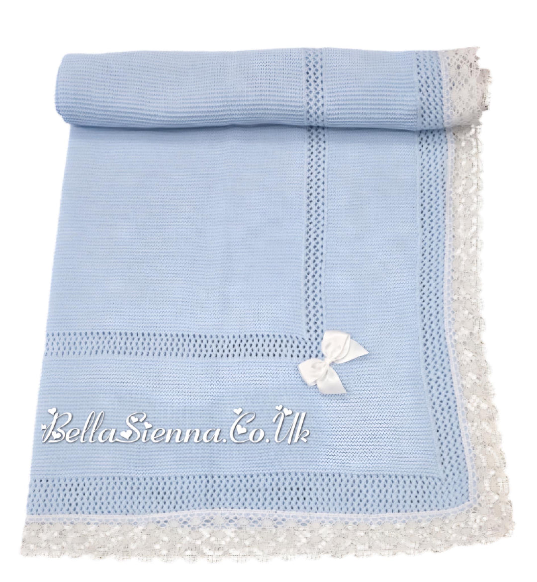 Bella Sienna Baby Blue Fine Knitted Luxury Lace Shawls - 3468