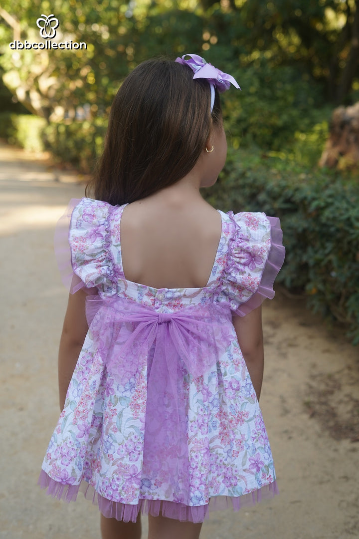 DBB Collection Girls Deep Lilac Floral Dress - 22902