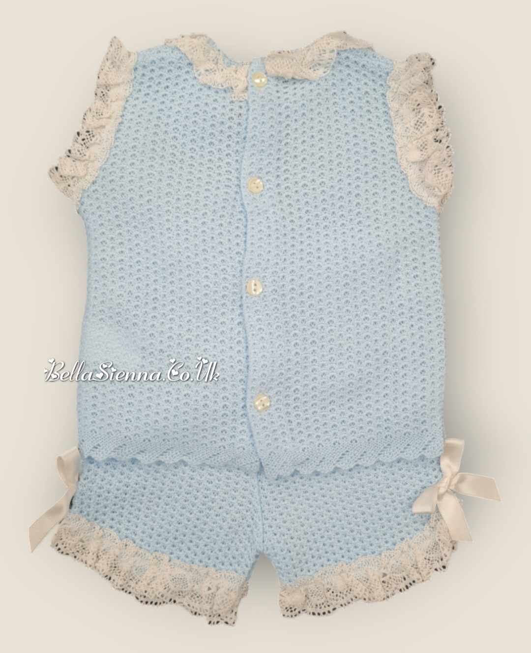 Nini Baby Girls Fine Blue And White Ivory Summer Set -VR031