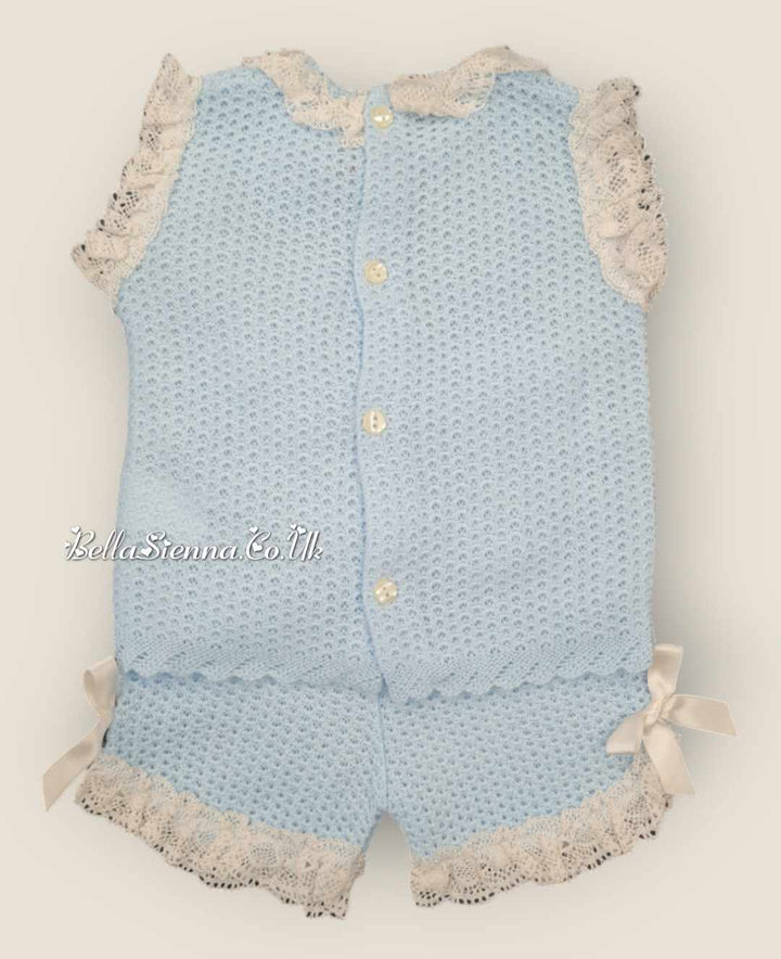 Nini Baby Girls Fine Blue And White Ivory Summer Set -VR031