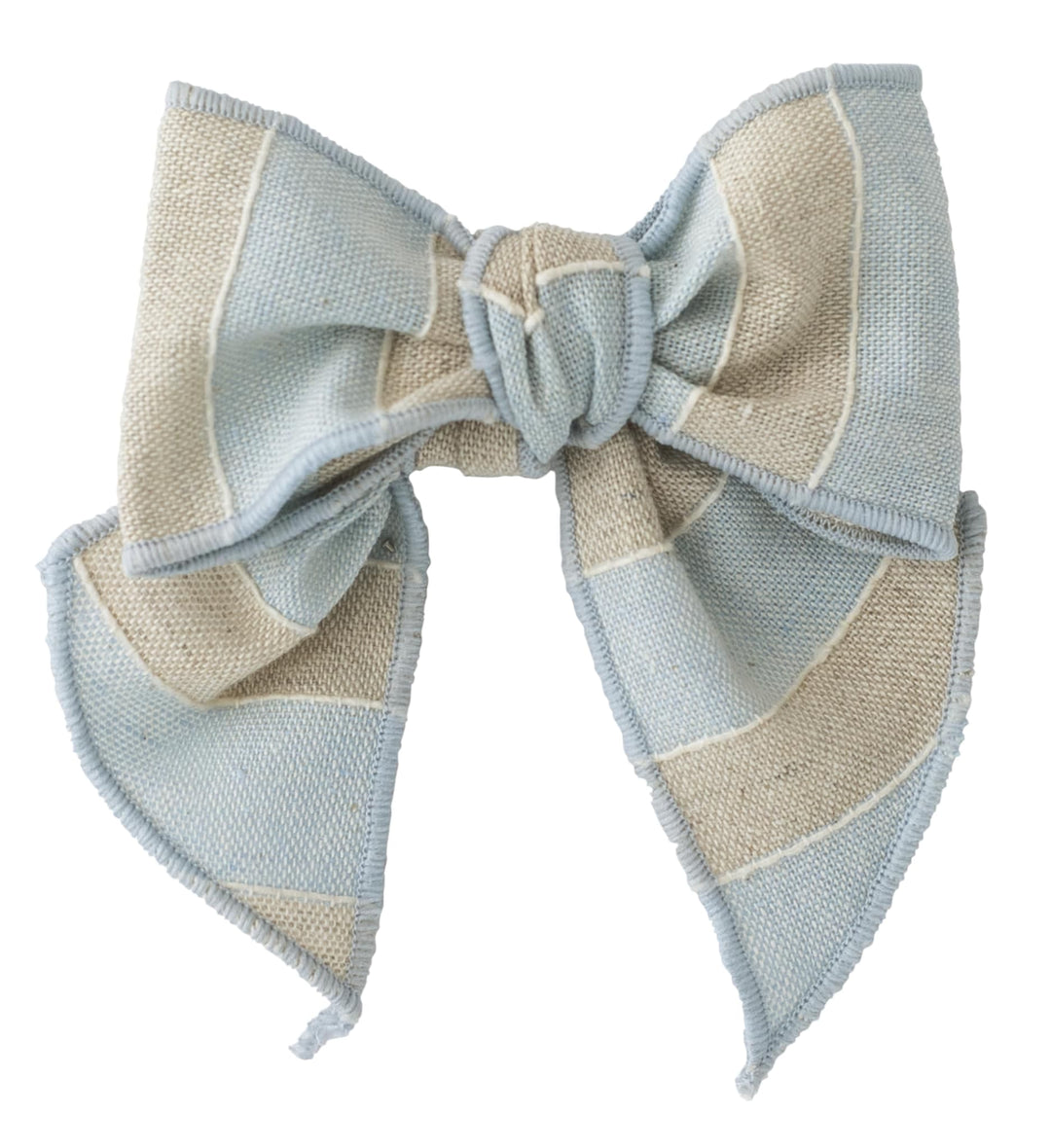 Calamaro Girls Beige & Blue Stripe Hair Bow To Match Outfit -11150 - 77096