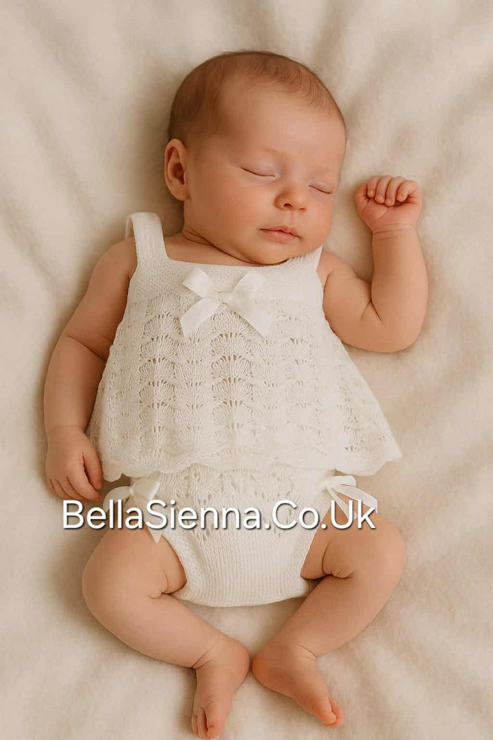 Mac ilusion Baby Girls Fine Knitted  Effect Two Piece Set 7261 White