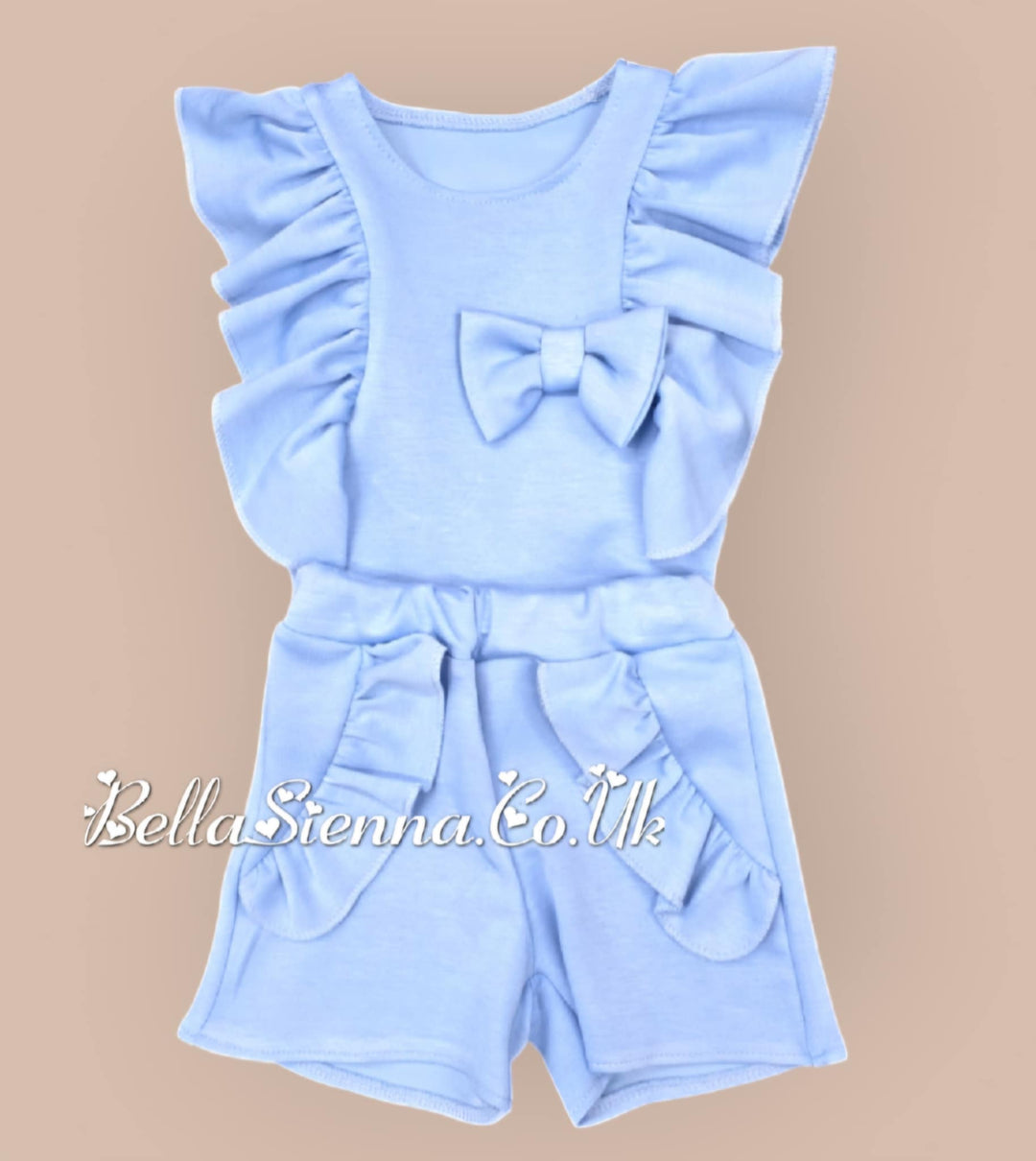 Blue Frill & Bow Girls Shorts & Top Set -TG14