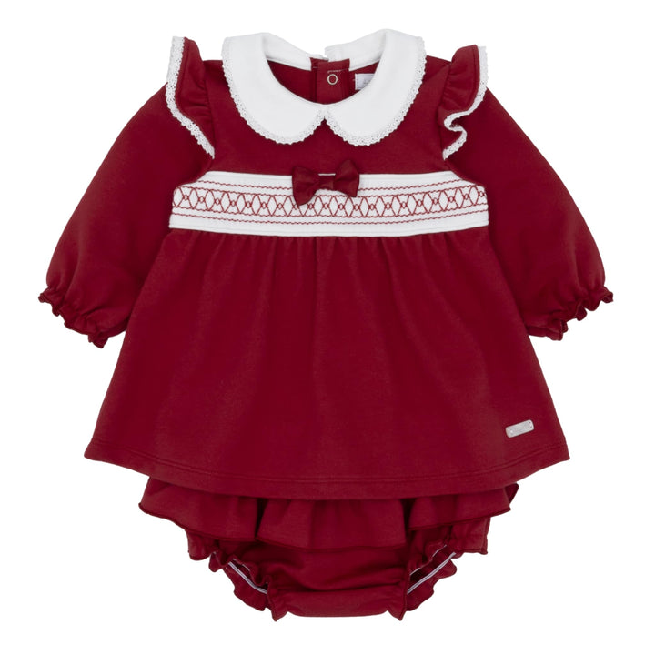 Girls Red & White Smocked Jam Pants Set - AM0002