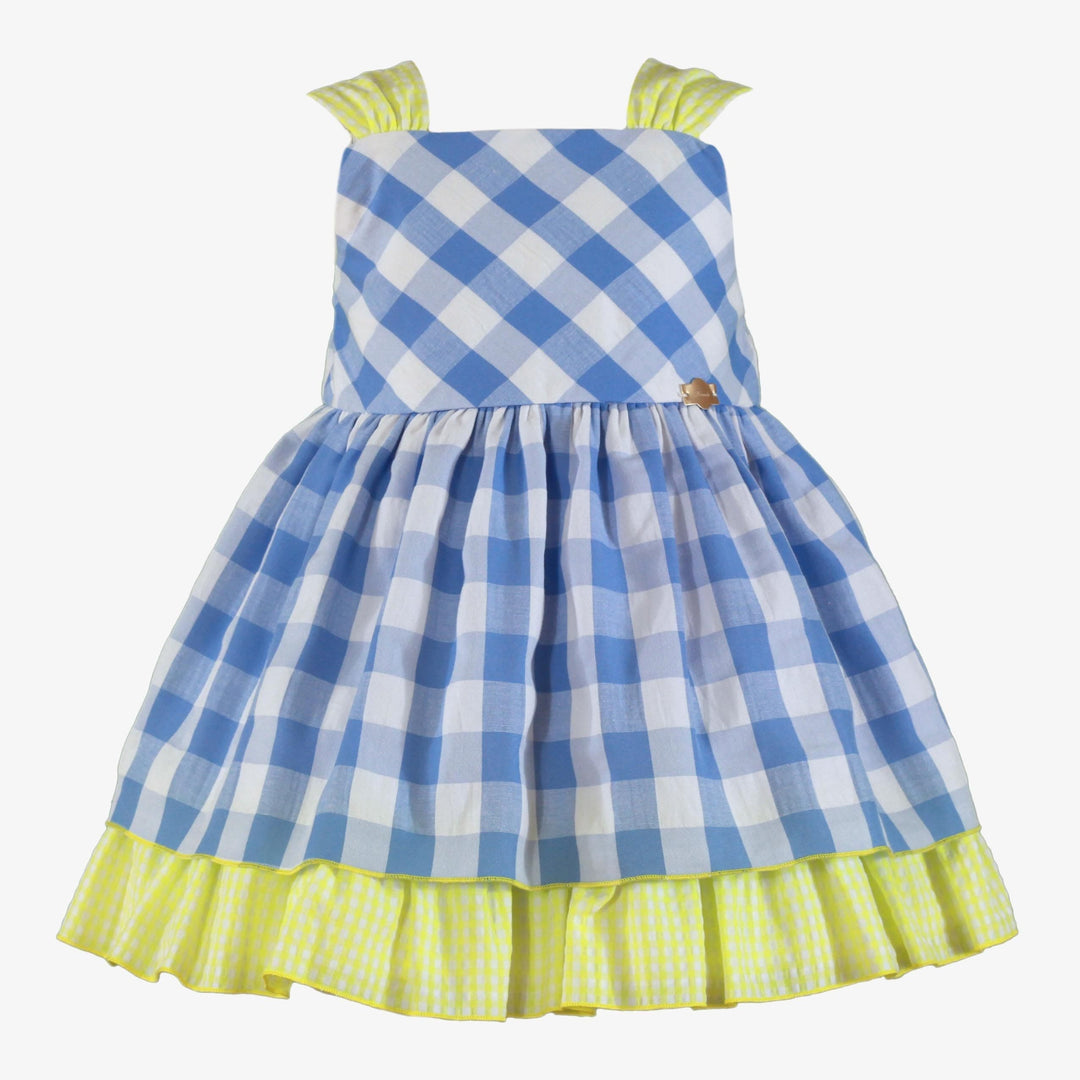 Miranda Girls Light Blue Check Dress With Big Bow - 622/V