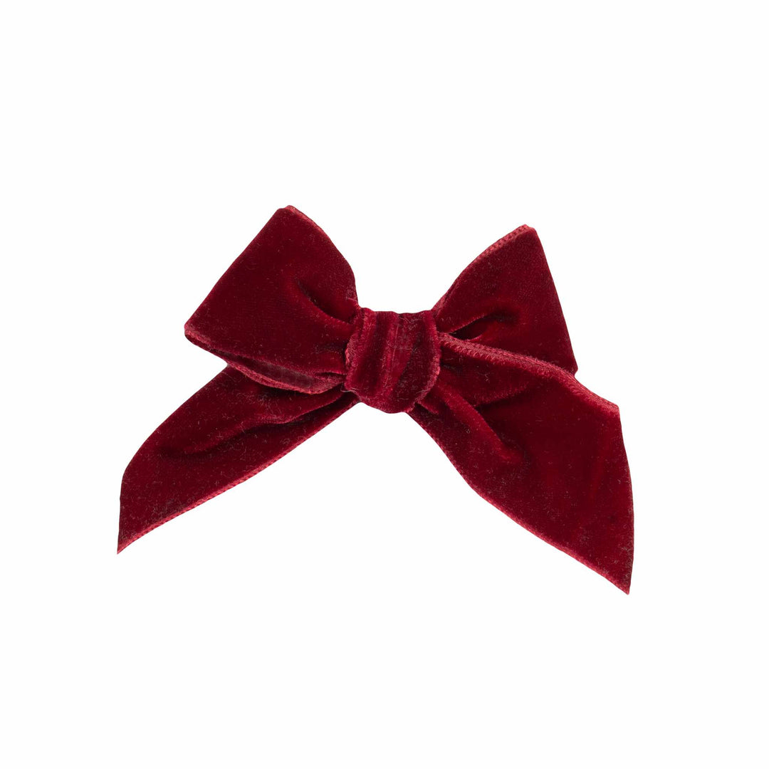 Calamaro Burgundy Velour Hair Bow -77028