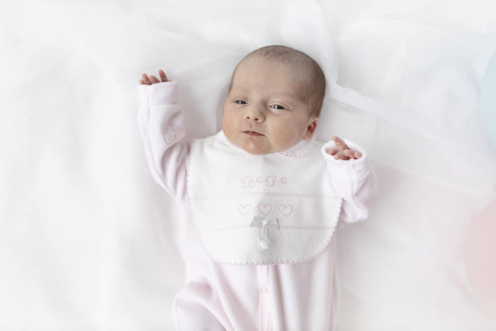 Blues Baby Girls Pink Velour All In One Babygrow Sleepsuit With Detachable Bib - BB2071