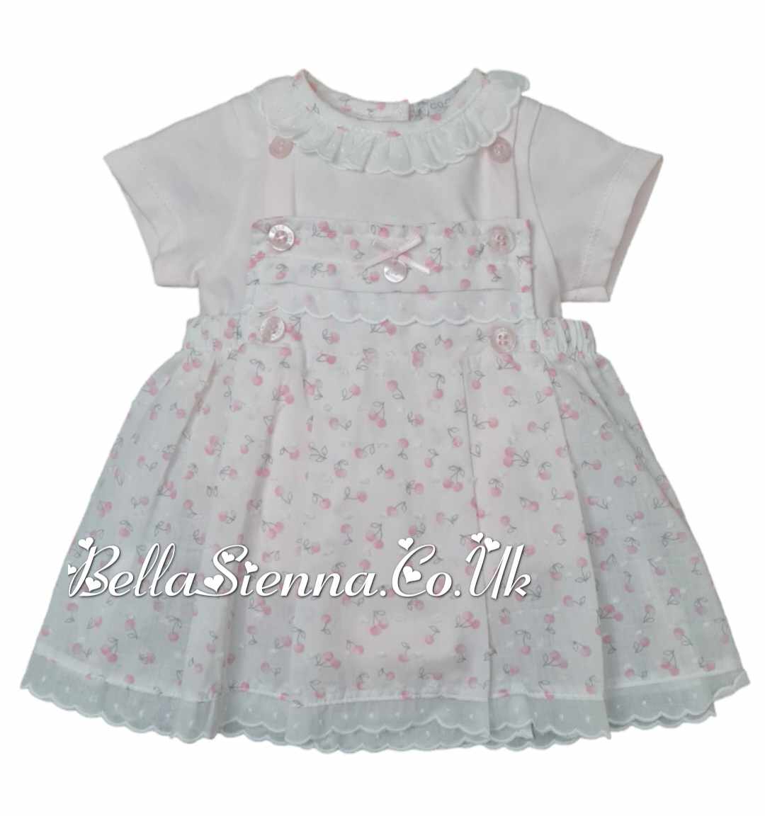 Coco Collection Girls Syle Floral Romper Dress In Pink/White CCS5568