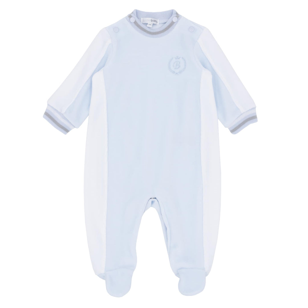 Blues Baby All In One Velour Sleepsuit Babygrow - BB2246